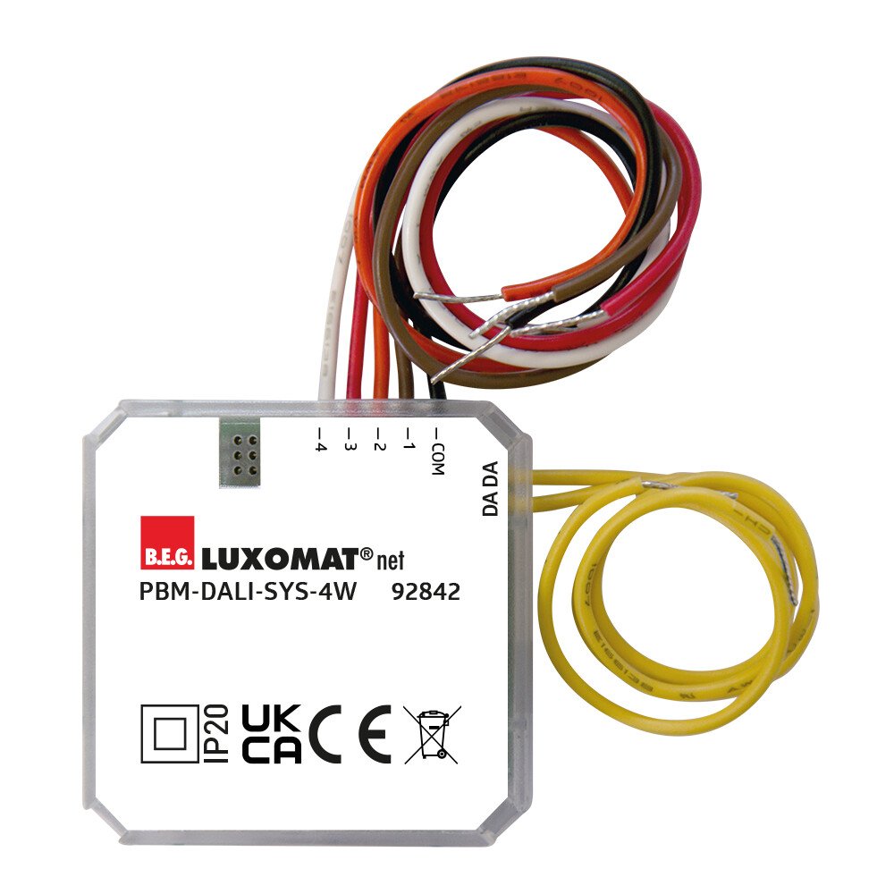 B.E.G. 92842 PBM DALI SYS 4W white Push Button Interface FM White IP20 DALI SYS 4 Channel
