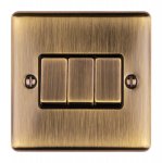 Eurolite EN3SWABB Enhance Decorative 3 gang switch, Antique Brass