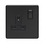 Eurolite ECMB1SOB Concealed 3mm 1 gang socket, Matt Black