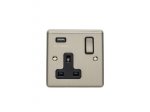 Eurolite EN1USBSSB Enhance Decorative 1 gang USB Socket, Satin Stainless