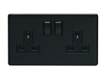 Eurolite ECMB2SOB Concealed 3mm 2 gang socket, Matt Black