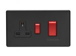 Eurolite ECMB45ASWASB Concealed 3mm 45A switch with 13A socket, Matt Black