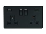 Eurolite ECMB2USBB Concealed 3mm 2 gang USB socket, Matt Black