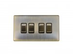 Eurolite AB4SWB Concealed 3mm 4 gang switch, Antique Brass