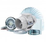 Blauberg KIT-TURBO-E-100-T-LED Turbo bathroom shower fan kit, 100mm with timer & LED showerlight