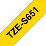 Brother Pro Tape TZe-S651 Strong adhesive tape - Black on Yellow, 24mm