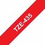 Brother TZe-435 Labelling Tape Cassette  White on Red, 12mm wide, self-adhesive