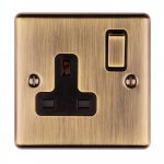 Eurolite EN1SOABB Enhance Decorative 1 gang socket, 13A, Antique Brass