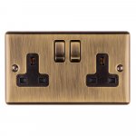 Eurolite EN2SOABB Enhance Decorative 2 gang socket, Antique Brass