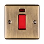 Eurolite EN45ASWNSABB Enhance Decorative 45A switch with neon indicator, Antique Brass