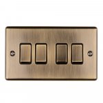 Eurolite EN4SWABB Enhance Decorative 4 gang switch, Antique Brass