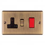 Eurolite EN45ASWASABB Enhance Decorative 45A Switch with 13A Socket, Antique Brass