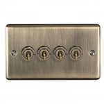 Eurolite ENT4SWABB Enhance Decorative 4 gang toggle switch, Antique Brass