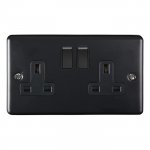 Eurolite EN2SOMBB Enhance Decorative 2 gang socket, Matt Black