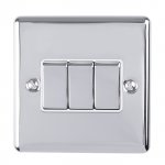 Eurolite EN3SWPCW Enhance Decorative 3 gang switch, Polished Chrome