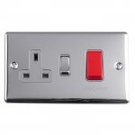 Eurolite EN45ASWASPCG Enhance Decorative 45A Switch with 13A Socket, Polished Chrome