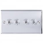 Eurolite ENT4SWPC Enhance Decorative 4 gang toggle switch, Polished Chrome