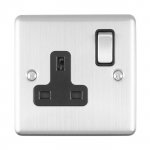 Eurolite EN1SOSSB Enhance Decorative 1 gang socket, Satin Stainless