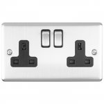 Eurolite EN2SOSSB Enhance Decorative 2 gang socket, Satin Stainless