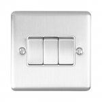 Eurolite EN3SWSSW Enhance Decorative 3 gang switch, Satin Stainless