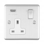 Eurolite EN1USBSSW Enhance Decorative 1 gang USB Socket, Satin Stainless