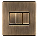 Eurolite AB3SWB Concealed 3mm 3 gang switch, Antique Brass