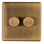 Eurolite AB2D400 Concealed 3mm 2 gang dimmer, Antique Brass