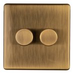 Eurolite AB2DLED Concealed 3mm 2 gang dimmer, Antique Brass