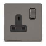 Eurolite ECBN1SOB Concealed 3mm 1 gang 13A Dp switched socket, Black Nickel