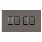 Eurolite ECBN4SWB Concealed 3mm 4 gang 10A 2Way switch, Black Nickel