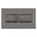 Eurolite ECBN6SWB Concealed 3mm 6 gang 10A 2Way switch, Black Nickel