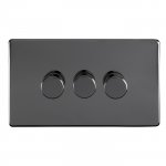 Eurolite ECBN3DLED Concealed 3mm 3 gang LED Push On Off 2Way dimmer, Black Nickel