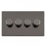 Eurolite ECBN4DLED Concealed 3mm 4 gang LED Push On Off 2Way dimmer, Black Nickel