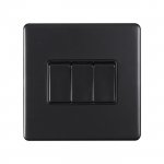 Eurolite ECMB3SWB Concealed 3mm 3 gang switch, Matt Black