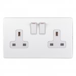 Eurolite ECW2SOW Concealed 3mm 2 gang socket, Matt White