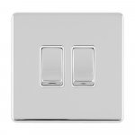 Eurolite ECPC2SWW Concealed 3mm 2 gang 10A 2Way switch, Polished Chrome