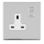 Eurolite ECPC1SOW Concealed 3mm 1 gang 13A Dp switched socket, Polished Chrome