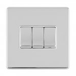 Eurolite ECPC3SWW Concealed 3mm 3 gang 10A 2Way switch, Polished Chrome