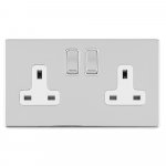 Eurolite ECPC2SOW Concealed 3mm 2 gang 13A Dp switched socket, Polished Chrome