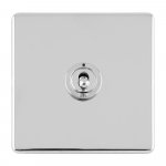 Eurolite ECPCT1SW Concealed 3mm 1 gang 10A 2Way Toggle switch Plate, Polished Chrome