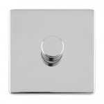 Eurolite ECPC1DLED Concealed 3mm 1 gang LED Push On Off 2Way dimmer, Polished Chrome