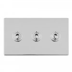 Eurolite ECPCT3SW Concealed 3mm 3 gang 10A 2Way Toggle switch Plate, Polished Chrome