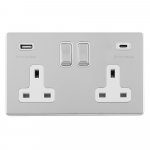 Eurolite ECPC2USBCW Concealed 3mm Concealed 3mm 2 gang Usbc socket, Polished Chrome