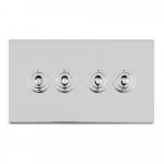 Eurolite ECPCT4SW Concealed 3mm 4 gang 10A 2Way Toggle switch Plate, Polished Chrome