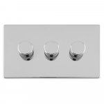 Eurolite ECPC3DLED Concealed 3mm 3 gang LED Push On Off 2Way dimmer, Polished Chrome