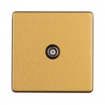Eurolite ECSB1TVB Concealed 3mm 1 gang TV socket, Satin Brass