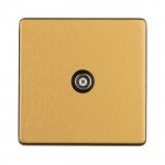 Eurolite ECSB1TVB Concealed 3mm 1 gang TV socket, Satin Brass