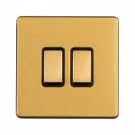 Eurolite ECSB2SWB Concealed 3mm 2 gang 2Way switch, Satin Brass