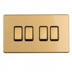 Eurolite ECSB4SWB Concealed 3mm 4 gang 2Way switch, Satin Brass