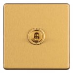 Eurolite ECSBT1SW Concealed 3mm 1 gang 2 Way Toggle switch, Satin Brass